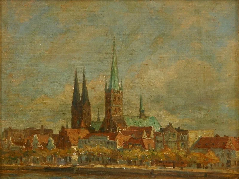 1870-Carl Hansen - Porto con case e chiese - 1912